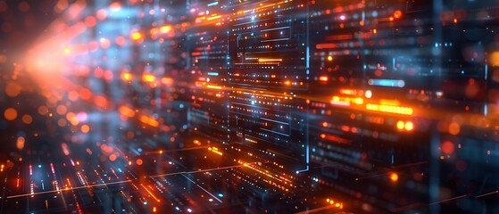 Obraz premium Abstract network grid with files and folders, futuristic software interface, digital document management system, store, search and organize documents, corporate business, paperless office 