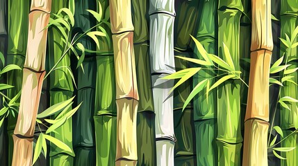 Fototapeta premium Green Bamboo Forest - Lush Texture