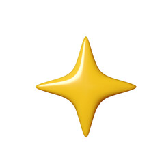 3D glossy Yellow star of shape isolated on white background. Realistic 3d design cartoon style. Vector illustration