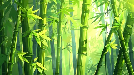 Sunlight Filtering Through a Lush Bamboo Forest