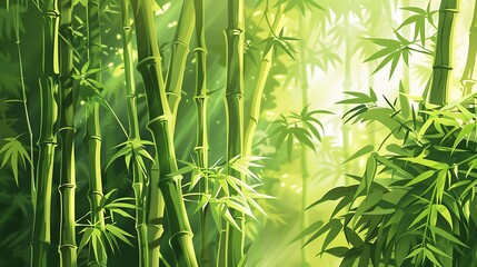 Sunlight Filtering Through a Bamboo Forest