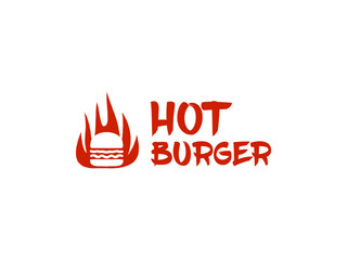 burger logo vector illustration. burger with fire logo template