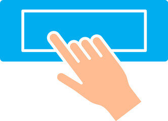 Clicking or indicate hand sign box icon or symbol.