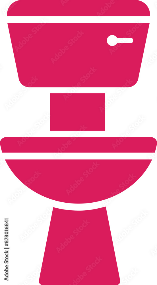 Sticker commode toilet seat icon in pink and white color.