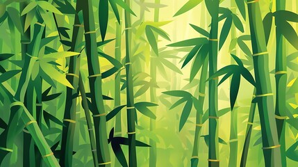 Tranquil Bamboo Forest Illustration