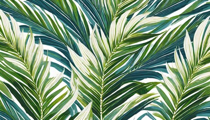 palm leaves pattern. Green palm leaves on white background