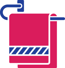 Pink and Blue Towel icon or Symbol.