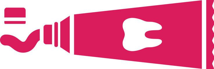 Isolated Toothpaste icon or symbol in pink and white color.