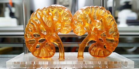3D printing of human organ kidney printer equipment in a scientific medical laboratory.