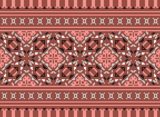 Ikat seamless ogee vector pattern. Aztec tribal abstract modern textile print. Damask style background with stripes and chevron. Ethnic watercolor fabric. Boho