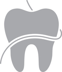 Illustration of flossing teeth or cleaning icon.