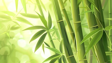 Green Bamboo Forest Illustration