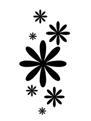 Abstract geometric flower shape and silhouettes, black color. Modern trendy minimalist brutalist figures. Modern abstract graphic design elements. Vector illustration