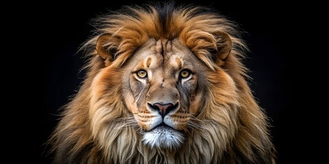 Majestic lion's piercing gaze on a black background, symbolizing inner strength, resilience, and courage, perfect for motivational posts, stoic philosophy, and inspirational male empowerment themes.