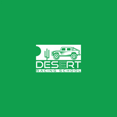 Racing Truck On Desert, Off-road car stylized vector symbol, Offroad logo template