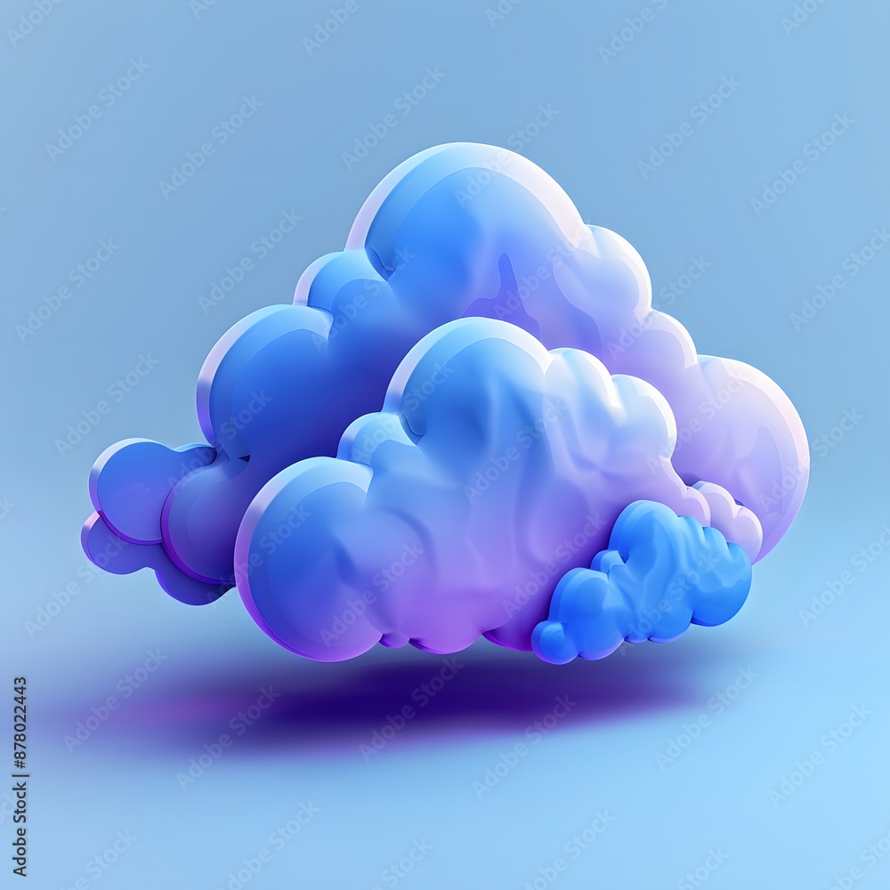 Poster abstract 3d rendering of a colorful, soft cloud shape on a light blue background. ideal for modern, 