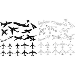 Aircraft icon vector set. Plane illustration sign collection. Airplane symbol. Travel logo.