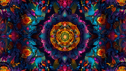 psychedelic abstract background that combines elements of cosmic imagery, such as stars and galaxies, with vibrant, pulsating colors and intricate, dreamlike designs