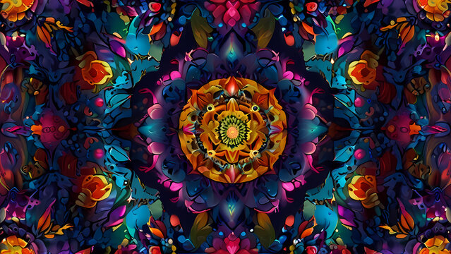 psychedelic abstract background that combines elements of cosmic imagery, such as stars and galaxies, with vibrant, pulsating colors and intricate, dreamlike designs