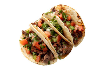 Delicious Mexican Carne Asada tacos filled with fresh ingredients like meat, onions, and cilantro.