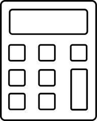 Calculator Icon or Symbol in Black Line Art.