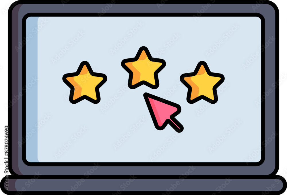 Canvas Prints flat style star rating in laptop icon.