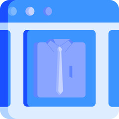 Online Garment Shopping Website Icon in Blue Color.