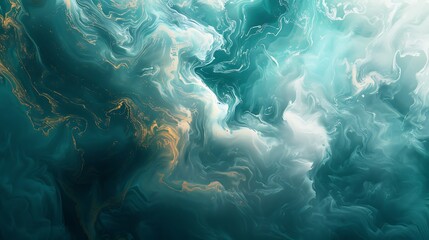 Obraz premium Abstract Swirling Green and Gold Marble