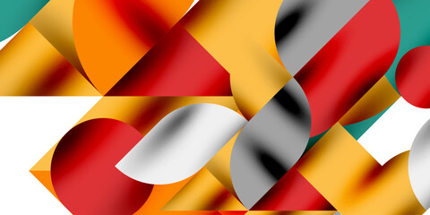 Obraz premium Shadow effect shiny circles and round triangles geometric modern art. Vector Illustration For Wallpaper, Banner, Background, Card, Book Illustration, landing page