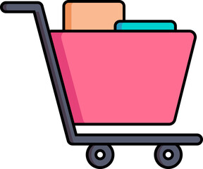 Shopping Cart Icon in Pink and Grey Color.