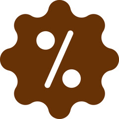 Discount Label or Sticker Icon in Brown and White Color.
