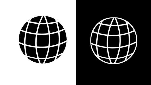 Wrb vector icon, globe sphare vector illustration isolated on white and black background,