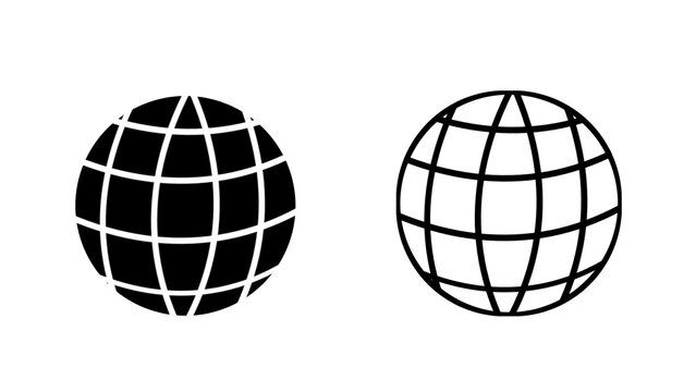 Web Symbol black and white outline Vector Illustration, globe sphare vector 