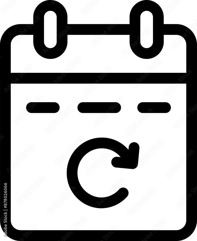 Poster black line art reload schedule icon in flat style.