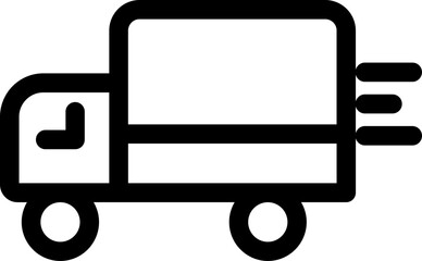 Delivery truck or Lorry icon in black line art.