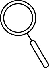 Magnifying Glass Icon in Black Line Art.