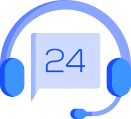 24 Hours Customer Service Icon in Blue Color.