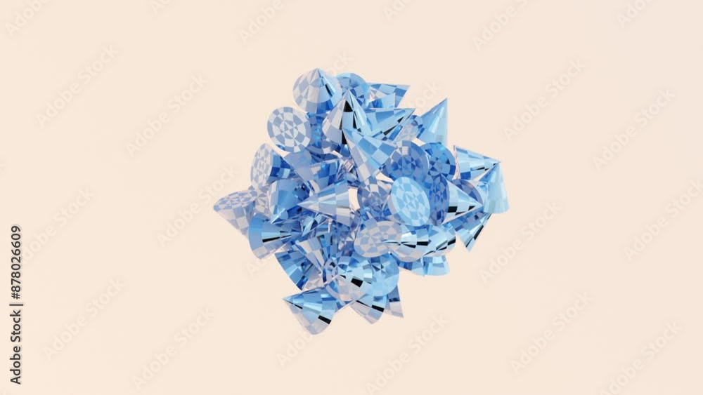 Aufkleber abstract 3d animation of cube made of cyan and blue cones for modern geometric design and dynamic mo