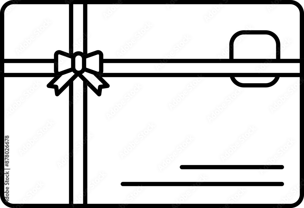 Poster flat style gift box icon in black outline.