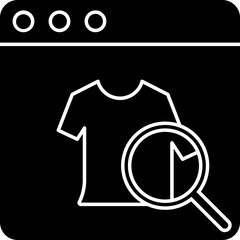 Online Clothes Search Icon in Black and White Color.