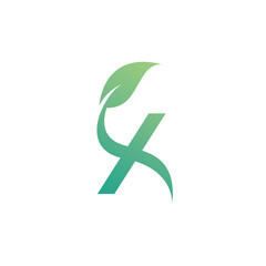 Letter X Leaf Logo Vector. X Icon Leaf