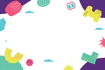 A bright children's background with different vector elements, a collage of different shapes.