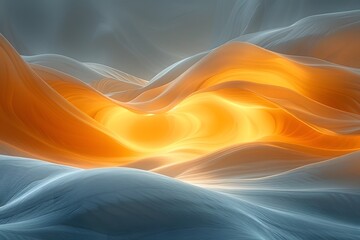 Obraz premium Dreamy Abstract Landscape: Vibrant Flowing Shapes in Soft Glowing Hues for Modern Design and Decoration