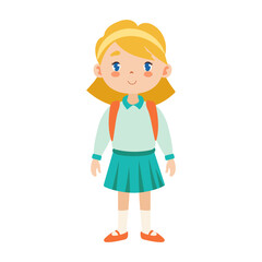 School girl character cartoon design. Back to school