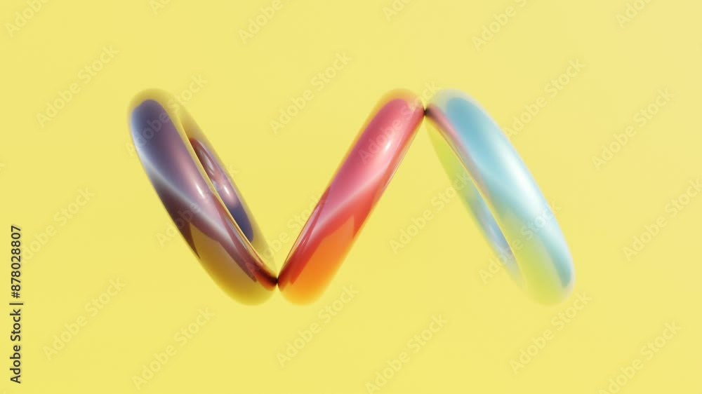 Aufkleber abstract 3d animation of three interlinked torus shapes for modern geometric design and dynamic moti
