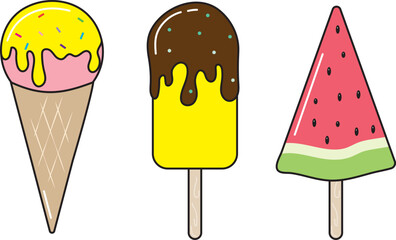 set of cute ice creams 