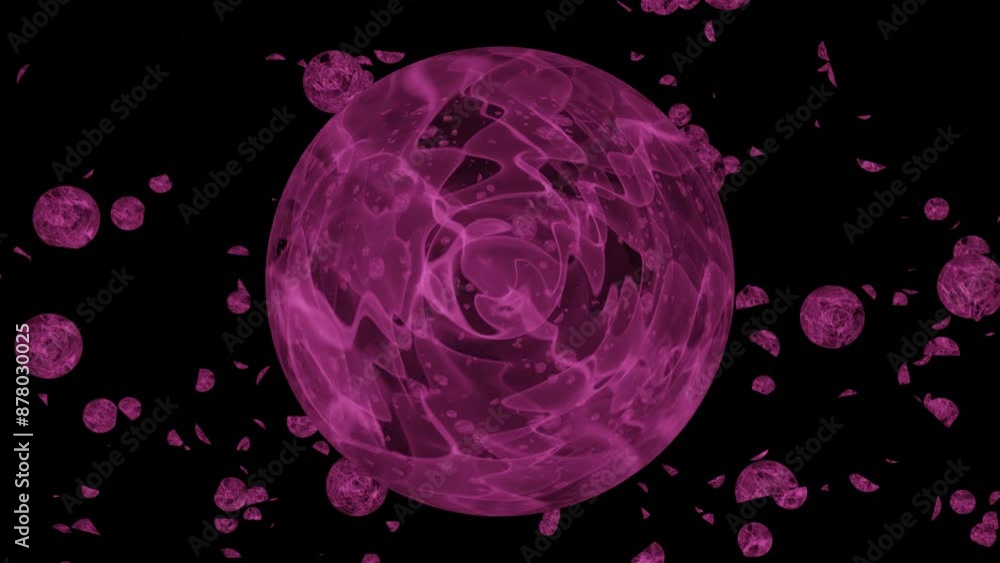 Poster abstract 3d animation of transparent ball with smoke for modern geometric design and dynamic motion 