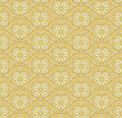 Japanese Luxury Flower Fan Wave Vector Seamless Pattern
