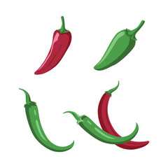 Vector Design of Red Green Hot Spicy Chili Pepper Vegetable