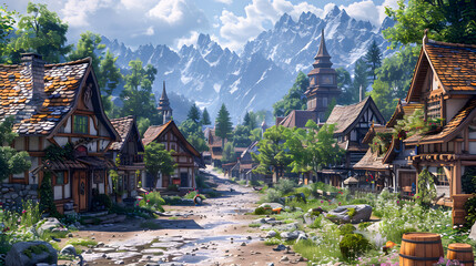 Fantasy RPG Village Game Artwork